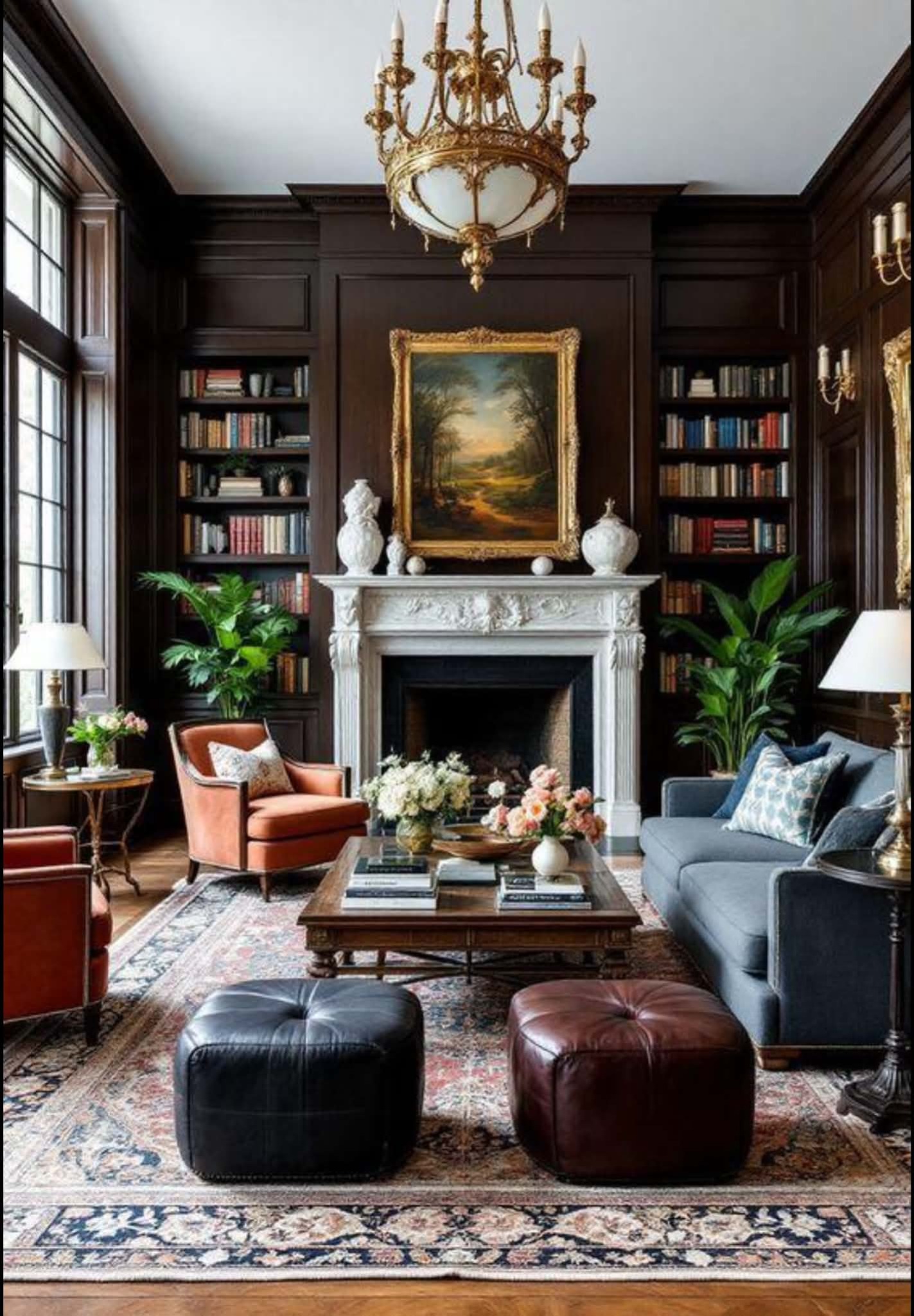 Luxury library interior